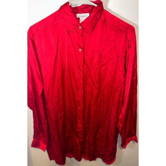 Lassie Silk Red Women’s Long Sleeved Button Down Dress Shirt - Picture 2 of 16